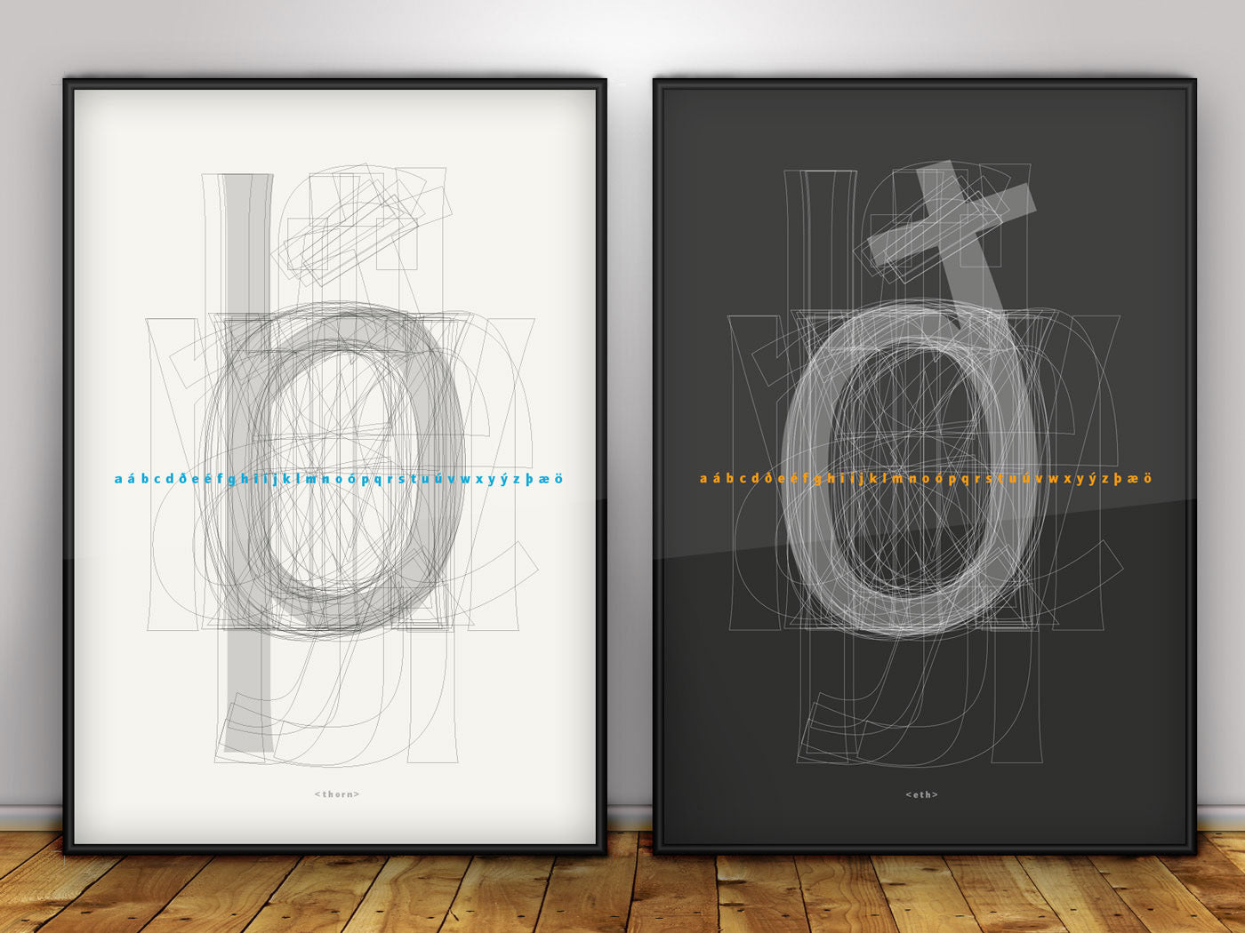 Íslenski stafurinn Eth ð á svörtu