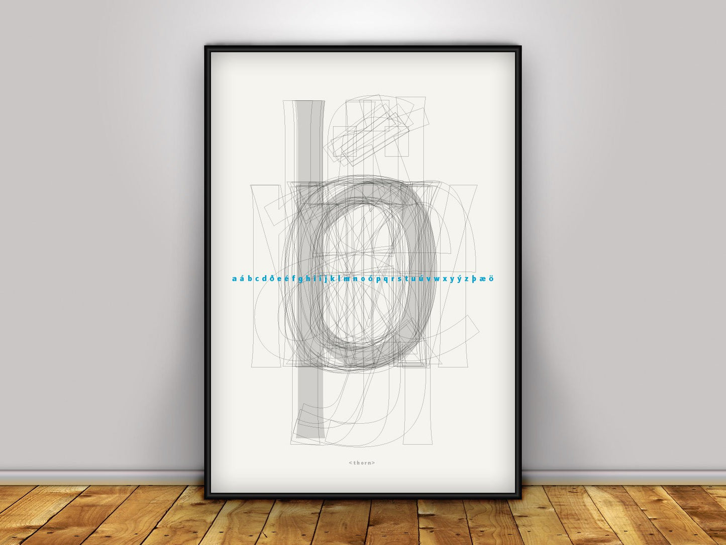 Íslenski stafurinn Thorn - þ á hvítu